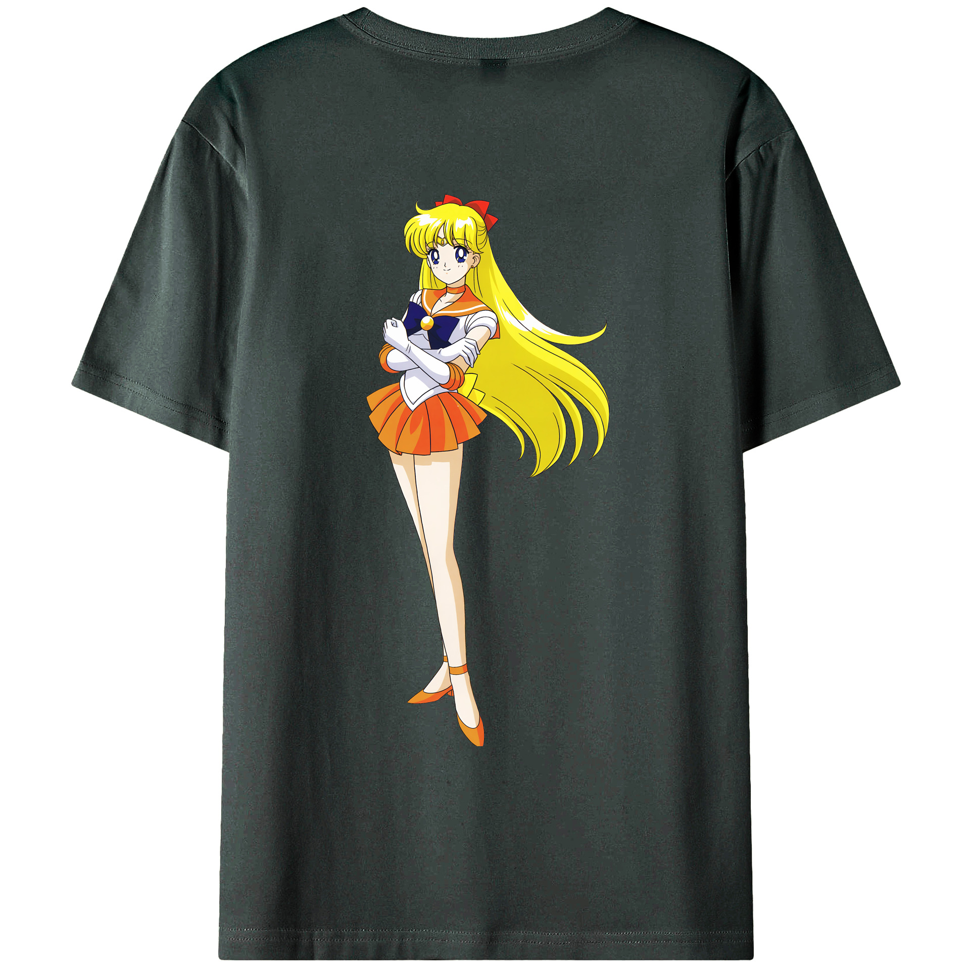 （画像用） 美少女戦士セーラームーン 愛野 美奈子 あいの みなこ Sailor Moon Aino Minako 綿100％ メンズ半袖Tシャツ（バックプリント） 通気性